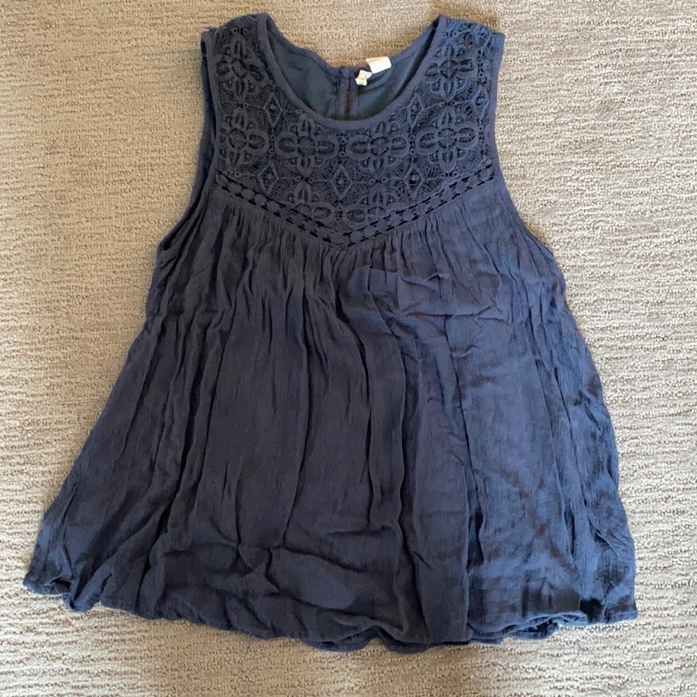 Navy Sleeveless Babydoll Top